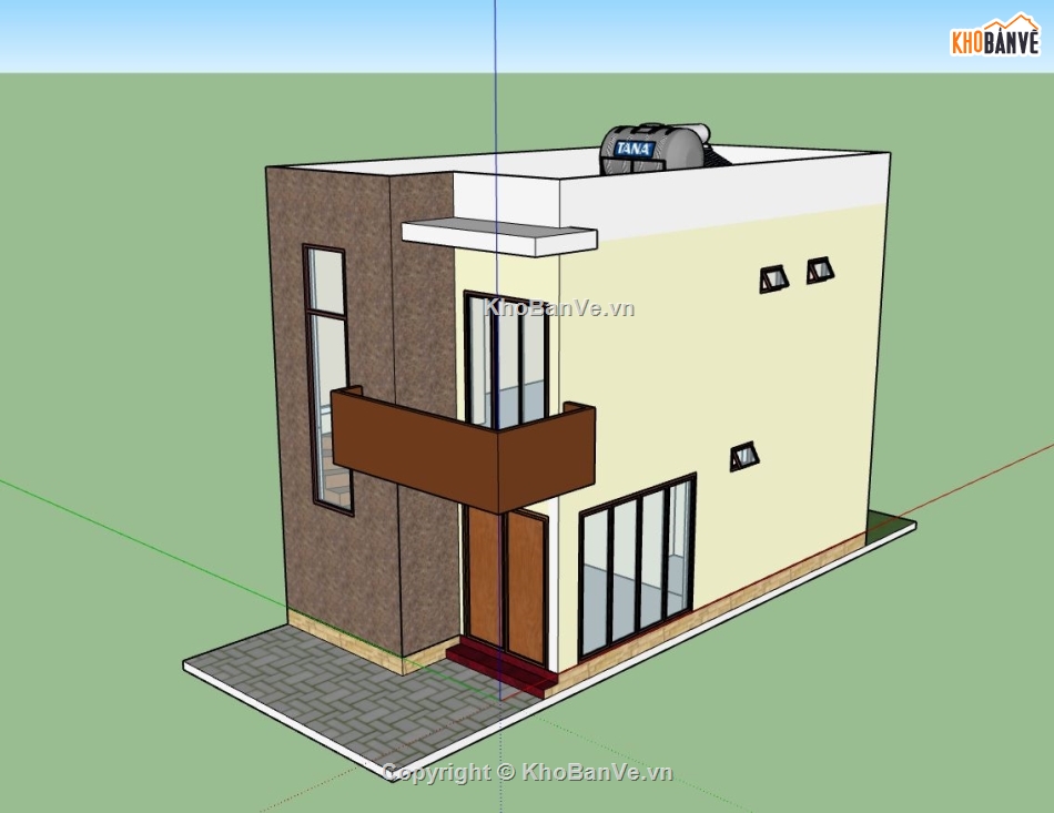 nhà phố hiện đại,mẫu nhà phố 2 tầng su,nhà phố 2 tầng sketchup,model su nhà phố