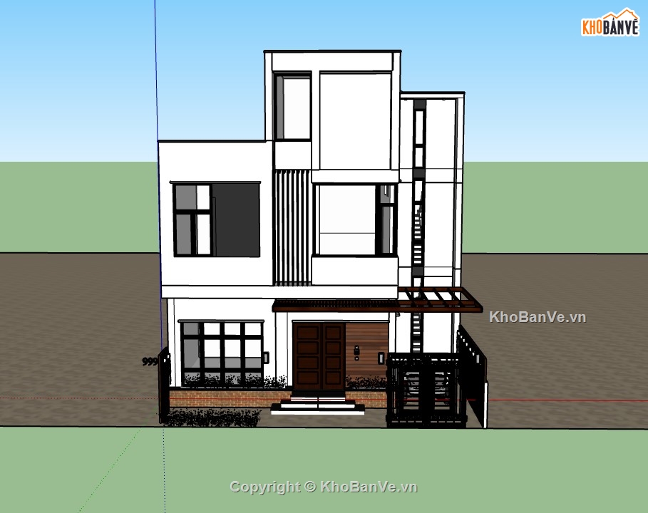 nhà phố 3 tầng,su nhà phố,sketchup nhà phố,sketchup nhà phố 3 tầng