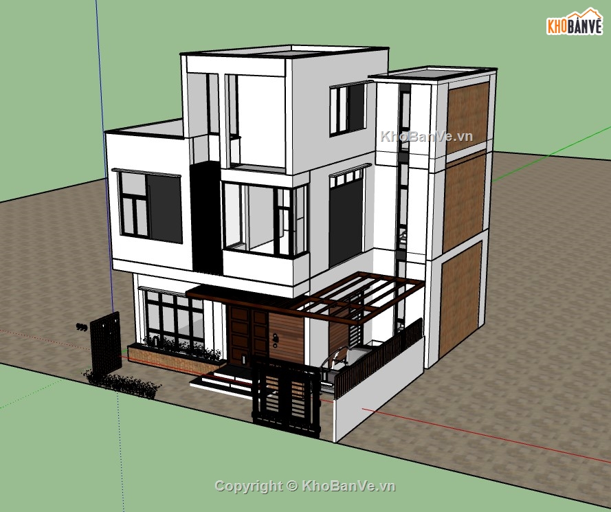 nhà phố 3 tầng,su nhà phố,sketchup nhà phố,sketchup nhà phố 3 tầng