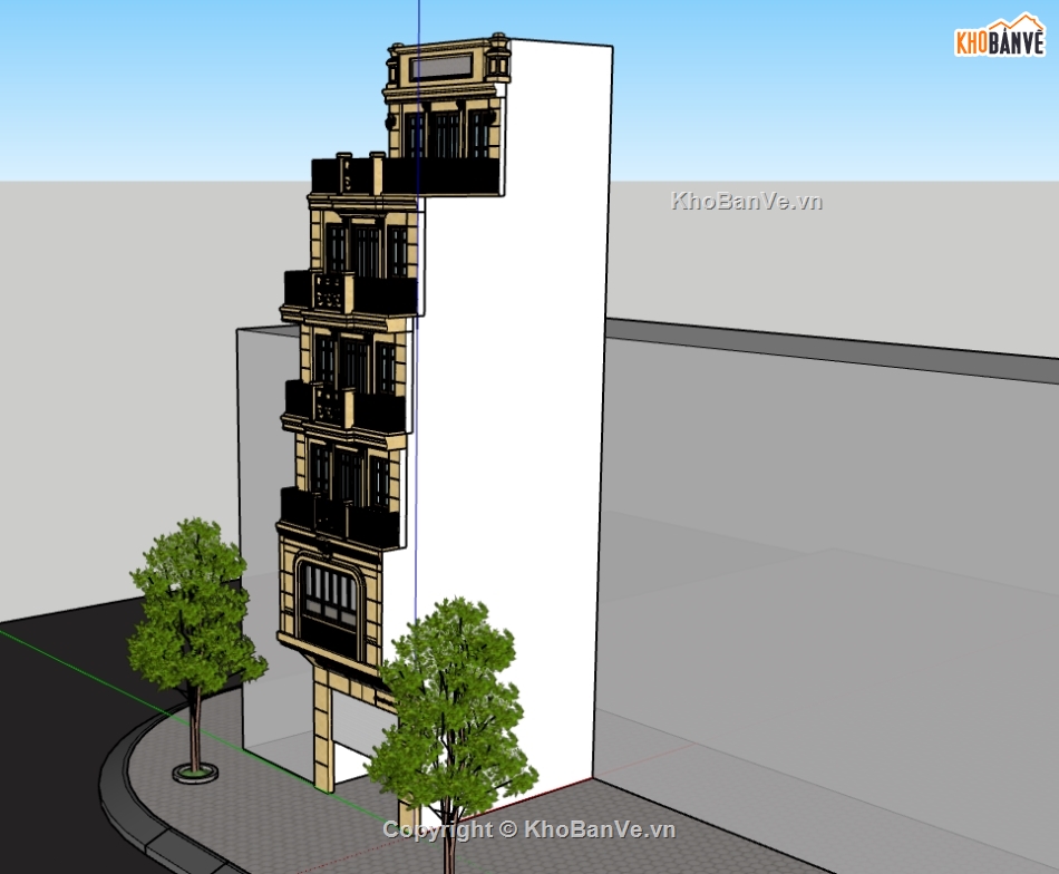 nhà phố 5 tầng file su,model su nhà phố 5 tầng,model sketchup nhà phố 5 tầng,file su nhà phố 5 tầng