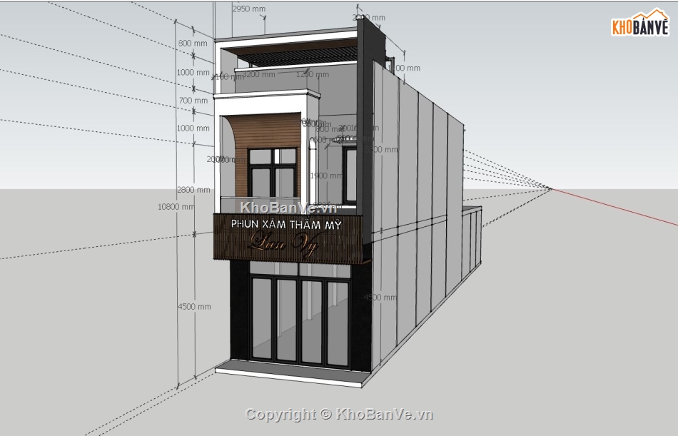 thẩm mỹ viện,model su thẩm mỹ viện,sketchup nhà 2 tầng