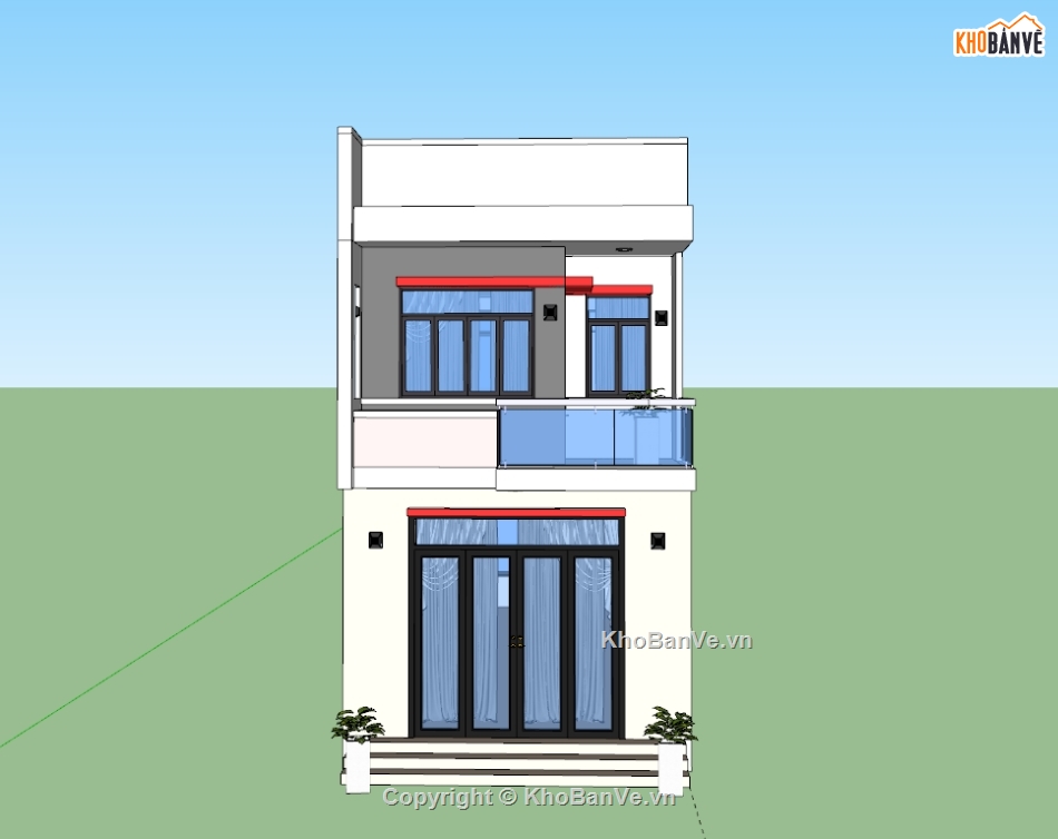 nhà phố,nhà 2 tầng,model nhà phố