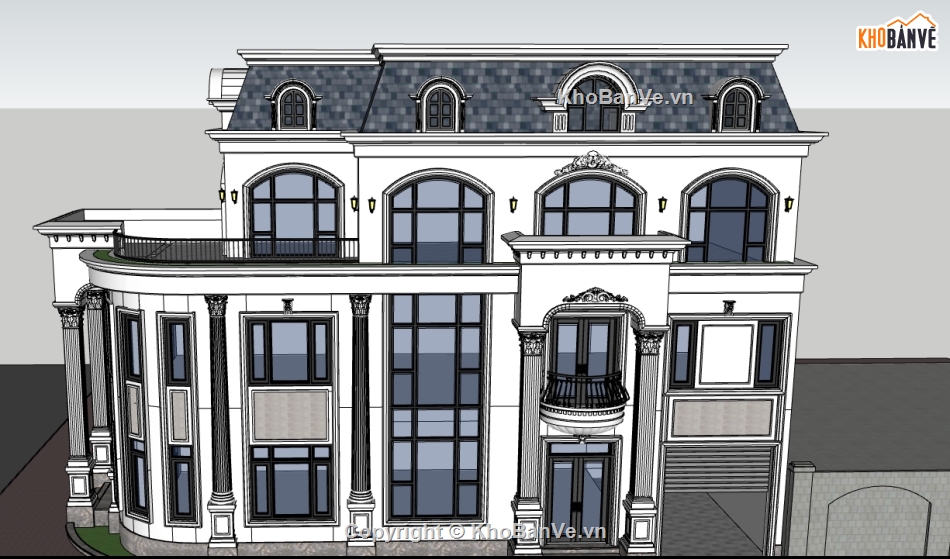 nhà 3 tầng,model su nhà 3 tầng,file 3d nhà 3 tầng,sketchup nhà 3 tầng