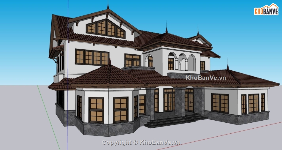 model su biệt thự 2 tầng,file sketchup biệt thự 2 tầng,Biệt thự 2 tầng file su,Sketchup biệt thự 2 tầng
