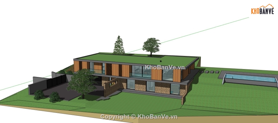 biệt thự 2 tầng,model su biệt thự 2 tầng,sketchup biệt thự 2 tầng hiện đại