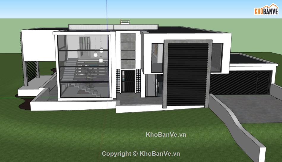 Model sketchup biệt thự,sketchup biệt thự 2 tầng,model su biệt thự 2 tầng