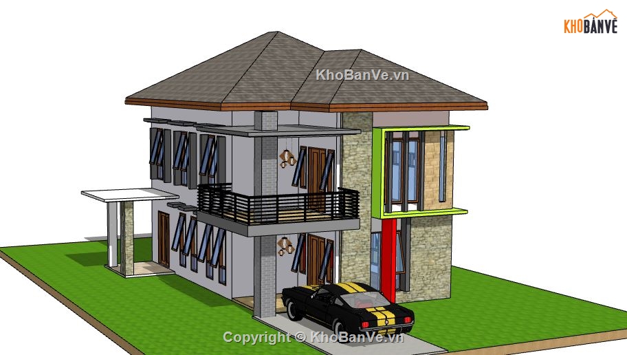 Biệt thự 2 tầng,model su biệt thự 2 tầng,mẫu biệt thự 2 tầng sketchup,biệt thự 2 tầng model su,file su biệt thự 2 tầng