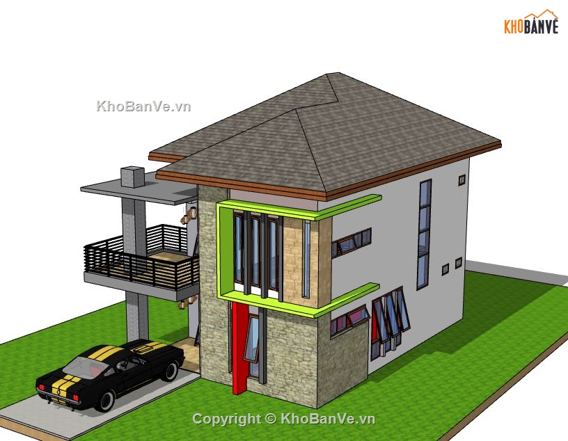 Biệt thự 2 tầng,model su biệt thự 2 tầng,mẫu biệt thự 2 tầng sketchup,biệt thự 2 tầng model su,file su biệt thự 2 tầng