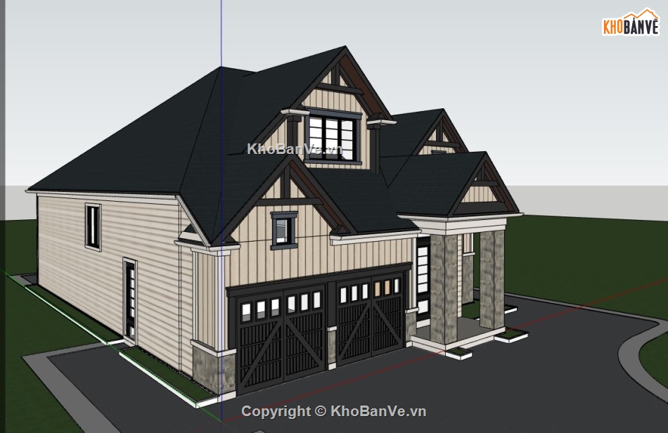 biệt thự sketchup,Model sketchup biệt thự,sketchup biệt thự 1 tầng