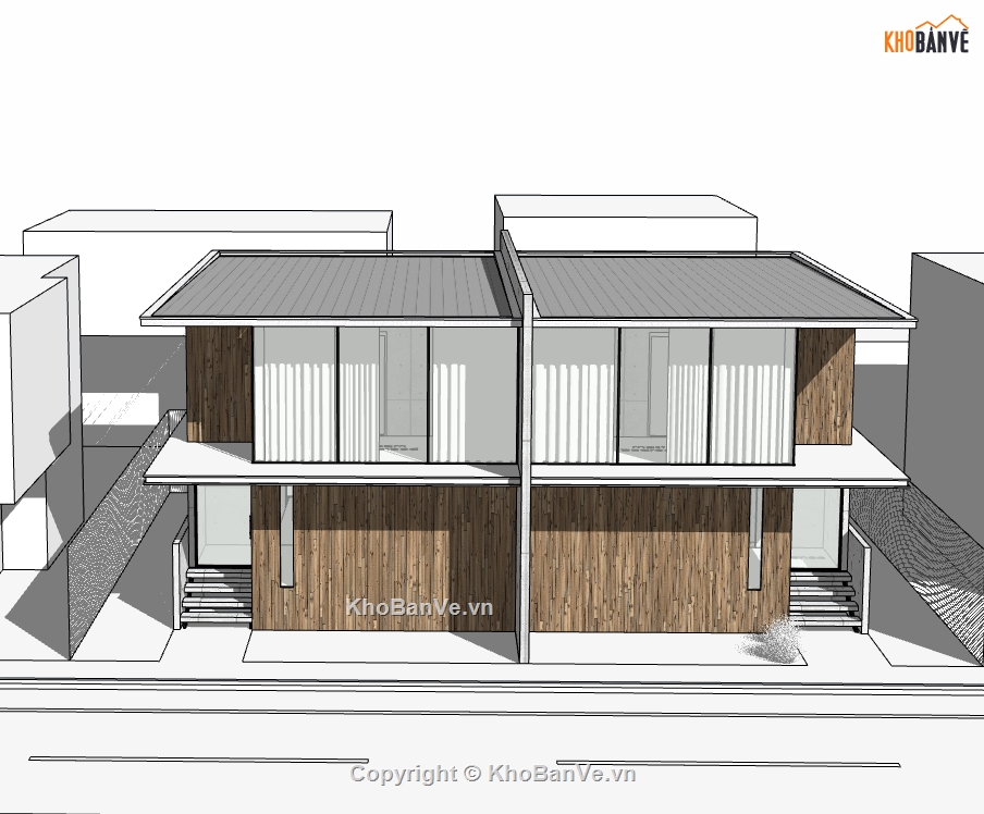 sketchup nhà 2 tầng,model 3d nhà ở 2 tầng,model su nhà phố,file su nhà dân,file 3d nhà ghép gỗ