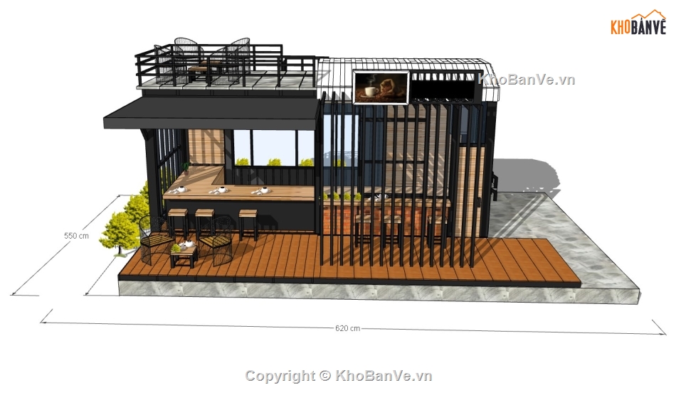 quán coffee,quán coffee sketchup,sketchup quán coffee