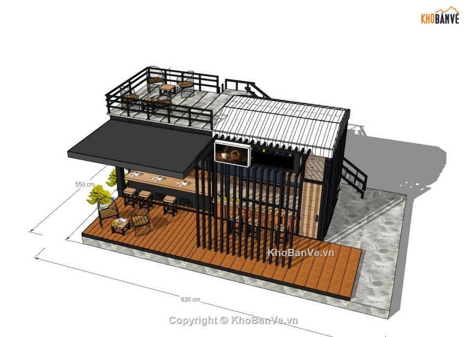 quán coffee,quán coffee sketchup,sketchup quán coffee