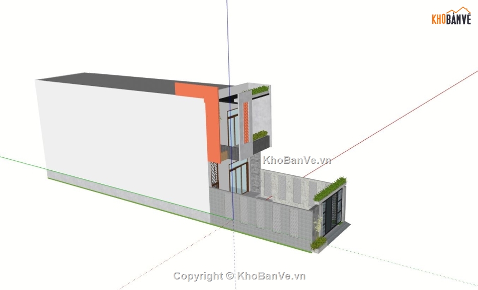 nhà phố 3 tầng,sketchup nhà phố,phối cảnh nhà phố,nhà phố hiện đại