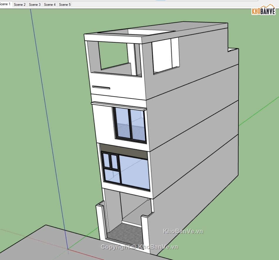 nhà phố 4 tầng,File su nhà phố 4 tầng,model sketchup nhà phố 4 tầng,model su nhà phố 4 tầng