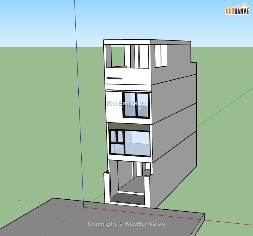 nhà phố 4 tầng,File su nhà phố 4 tầng,model sketchup nhà phố 4 tầng,model su nhà phố 4 tầng