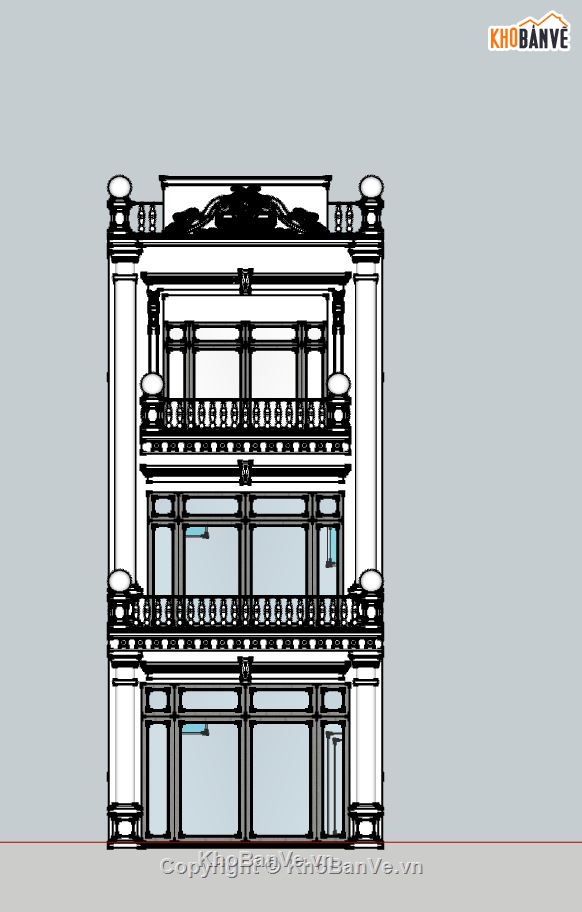 nhà phố 3 tầng,mẫu sketchup nhà phố 3 tầng,thiết kế nhà phố 3 tầng,phối cảnh nhà phố 3 tầng