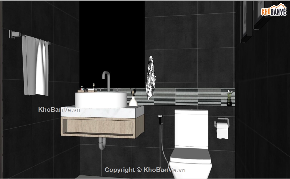 thiết kế nhà vệ sinh,Model sketchup nhà vệ sinh,nhà vệ sinh model su