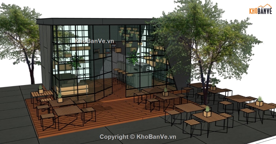 sketchup nội thất,Model sketchup quán,model su quán cà phê