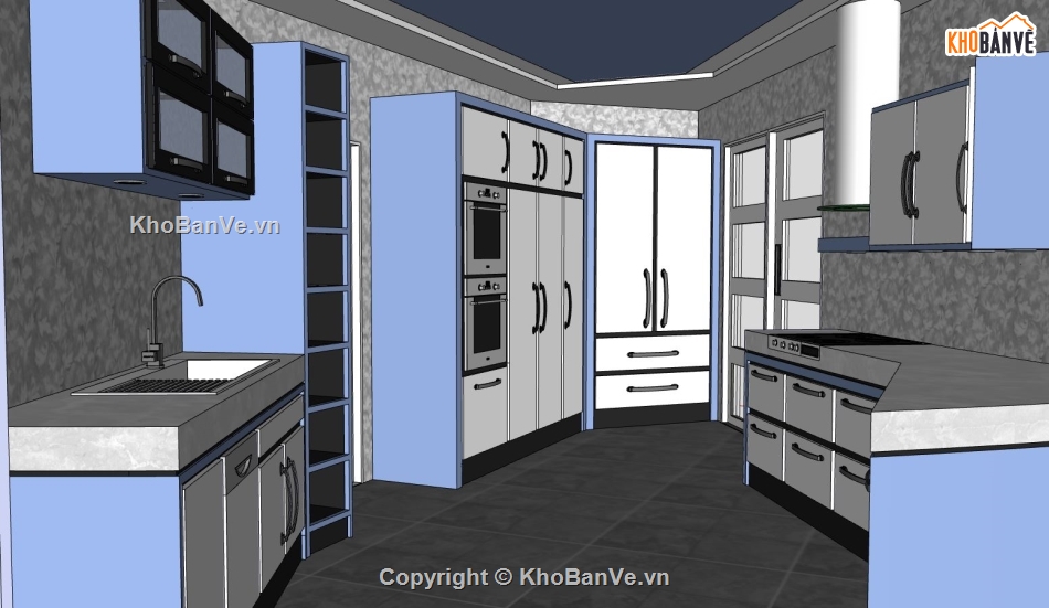 phòng bếp sketchup,su nội thất phòng bếp,sketchup nội thất hiện đại