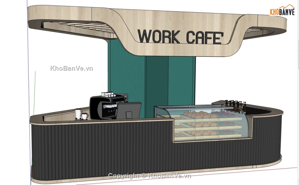quán cà phê sketchup,quầy bán cà phê,model su quầy bán cà phê