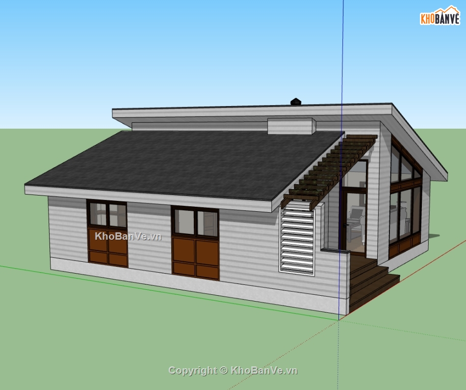 model sketchup nhà 1 tầng,file 3d nhà 1 tầng,Model 3d nhà 1 tầng,file sketchup nhà 1 tầng,3d nhà 1 tầng