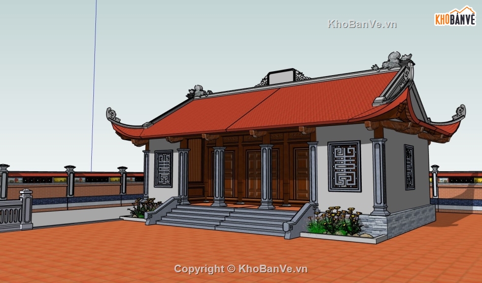 nhà đẹp 3d,File sketchup nhà thờ,thiết kế nhà thờ sketchup