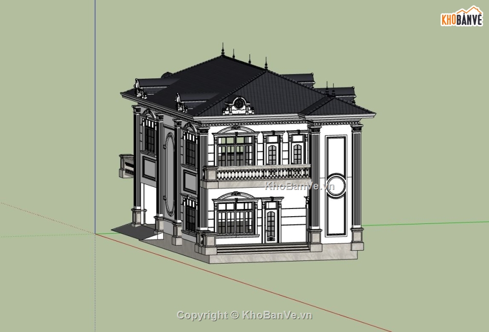 biệt thự 2 tầng,model su biệt thự 2 tầng,phối cảnh biệt thự 2 tầng,file biệt thự 2 tầng