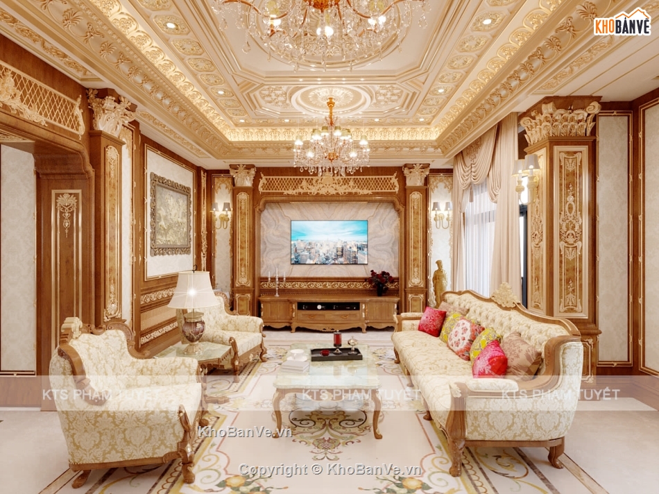 Top 50 mẫu thiết kế nội thất phòng khách tân cổ điển đẹp nhất