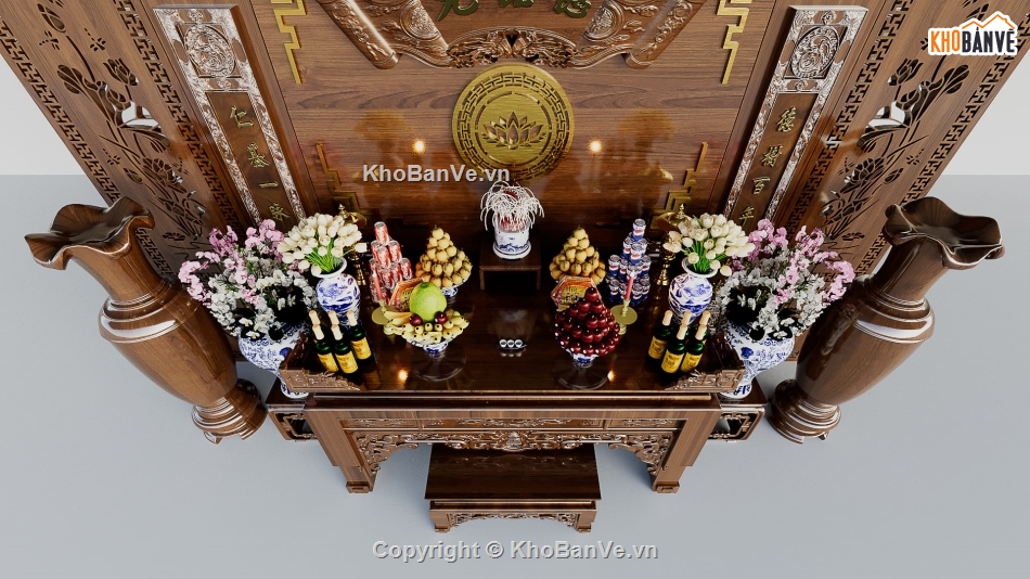 phòng thờ 3dsmax,phòng thờ 3d,thư viện phòng thờ,Model 3d đồ thờ,thiết kế phòng thờ,vách ngăn phòng thờ