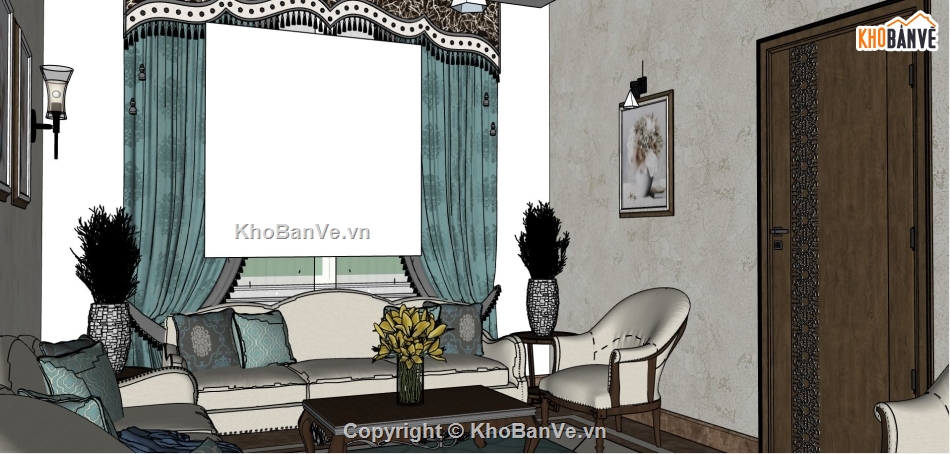 nội thất phòng khách,Model nội thất phòng khách,thiết kế phòng khách,file sketchup phòng khách