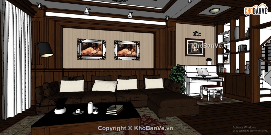 nội thất phòng khách file su,phòng khách biệt thự,model phòng khách,thiết kế phòng khách su