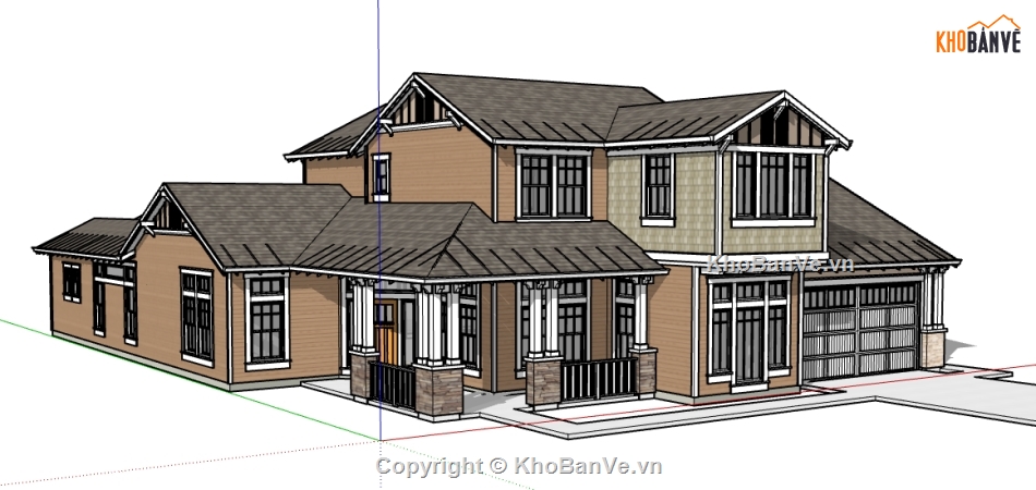 dựng 3d su biệt thự 2 tầng,model su biệt thự 2 tầng,file sketchup dựng nhà biệt thự