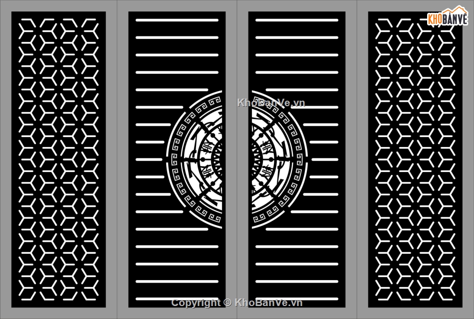 cổng dxf trống đồng,cổng cắt trống đồng cnc,cổng trống đồng 4 cánh