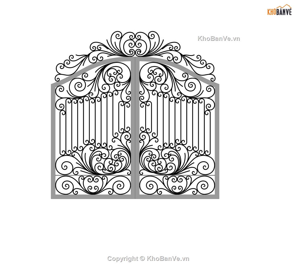 cổng sắt mỹ thuật,cổng 2 cánh sắt mỹ thuật,file cổng 2 cánh sắt mỹ thuật