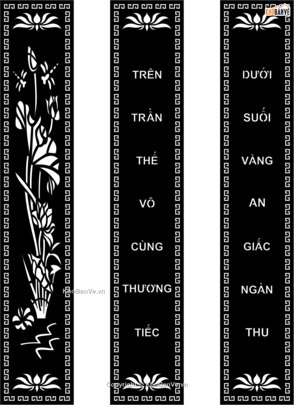 hoa sen cnc,câu đối cnc,hoa sen và câu đối,mẫu hoa sen câu đối