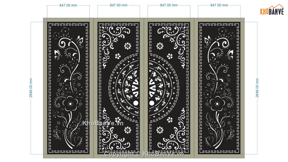 cổng 4 cánh cnc,cổng trống đồng cnc,File cổng 4 cánh