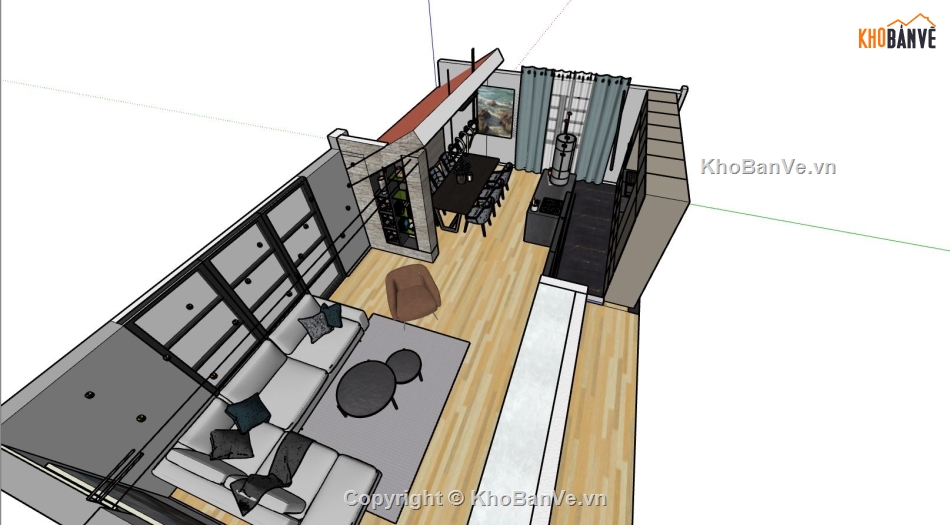 nội thất nhà bếp,sketchup nội thất nhà phố hiện đại,mẫu nhà phố hiện đại