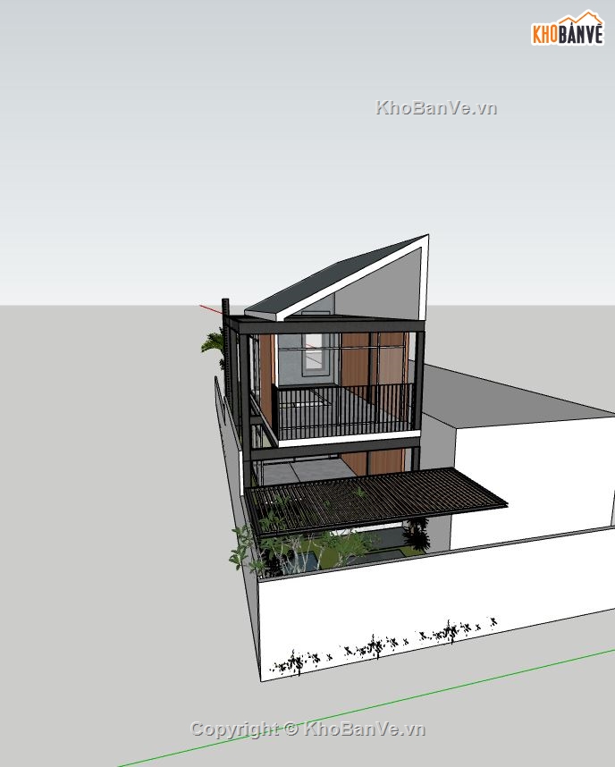 su nhà mái lệch,bao cảnh nhà mái lệch,sketchup nhà mái lệch