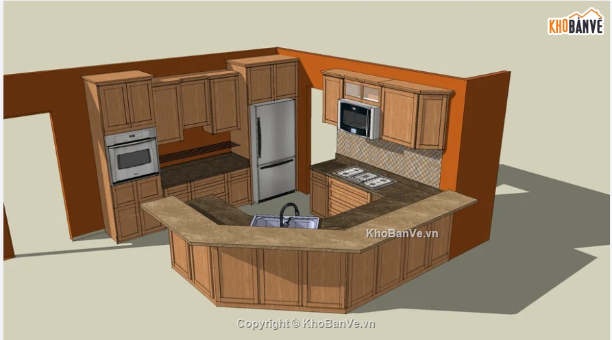 phòng bếp file sketchup,su nội thất phòng bếp,Model su nội thất phòng bếp,file su thiết kế phòng bếp