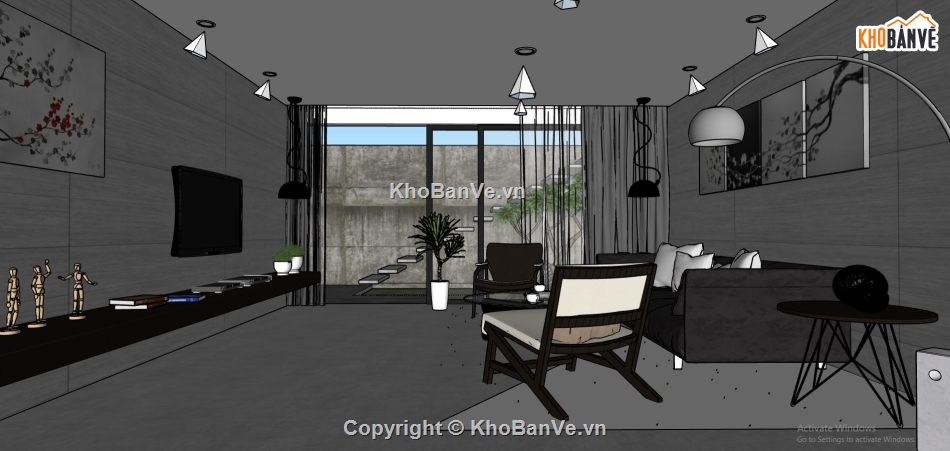 phòng khách đẹp,model su phòng khách đẹp,nội thất phòng khách sketchup,thiết kế phòng khách su