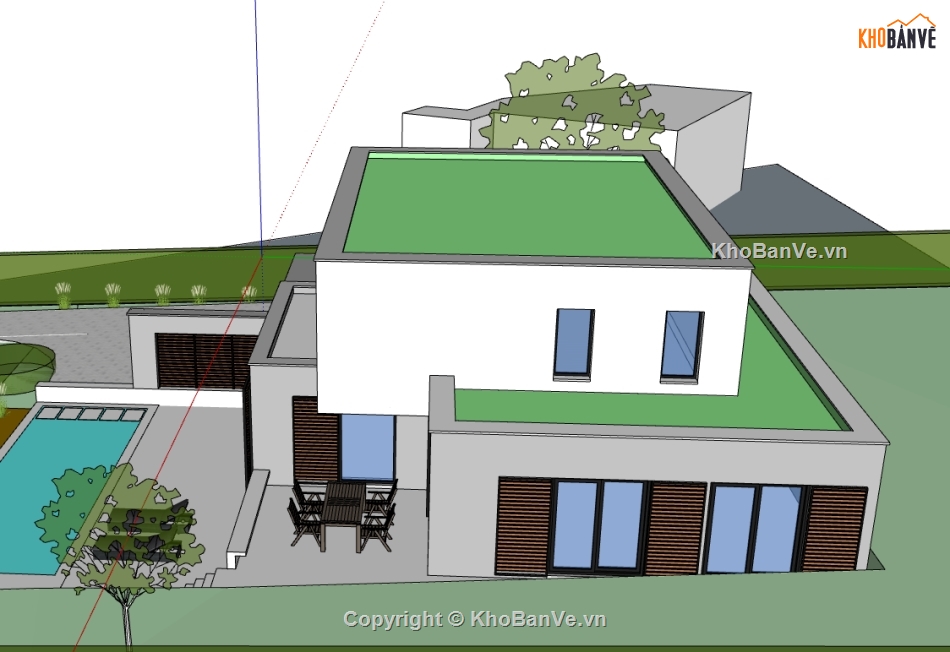 biệt thự 2 tầng,model 3d biệt thự 2 tầng,file su biệt thự 2 tầng