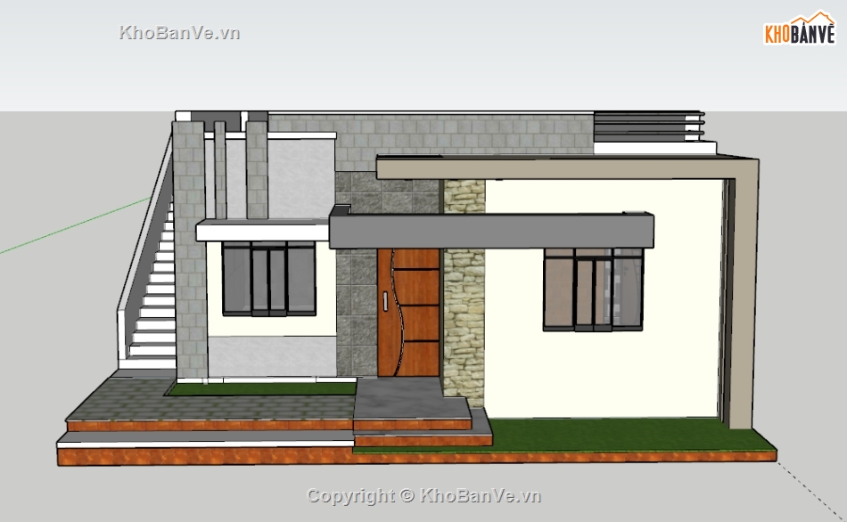 nhà 1 tầng,nhà cấp 4,model sketchup