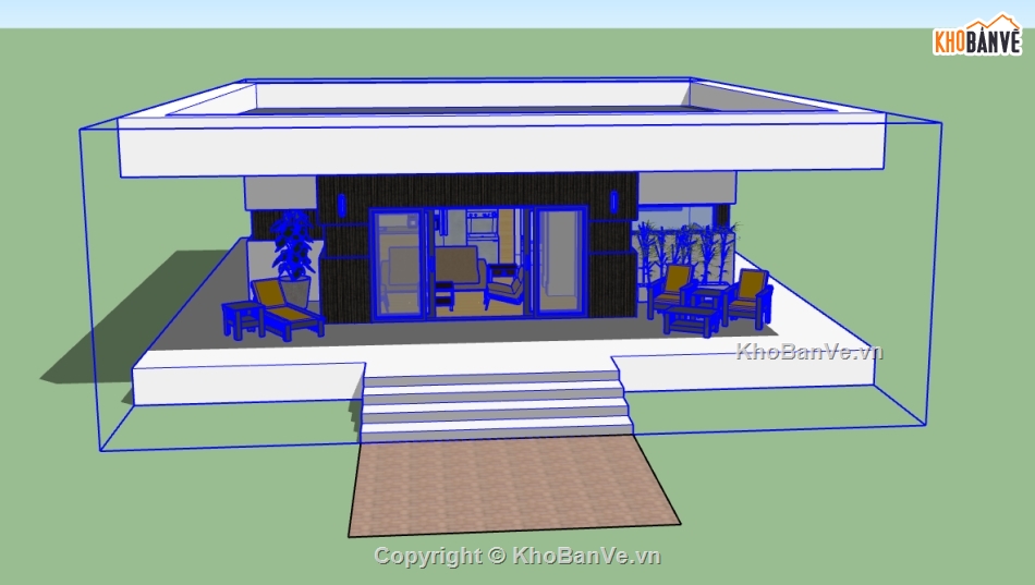 file sketchup  nhà 1 tầng,file 3d nhà 1 tầng,3d nhà 1 tầng,sketchup nhà 1 tầng