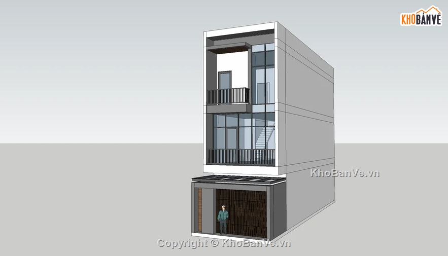 nhà phố 3 tầng,model nhà phố,sketchup nhà phố 3 tầng