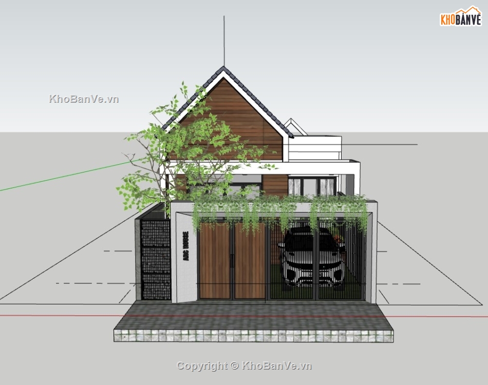 nhà phố 1 tầng,su nhà phố,sketchup nhà phố,su nhà phố 1 tầng