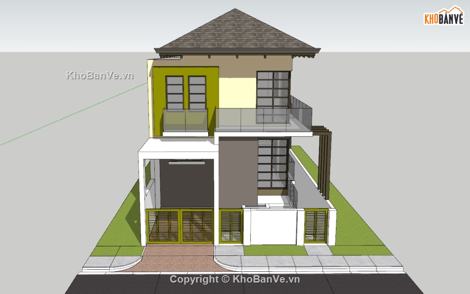 nhà phố,nhà phố 2 tầng,model nhà phố 2 tầng