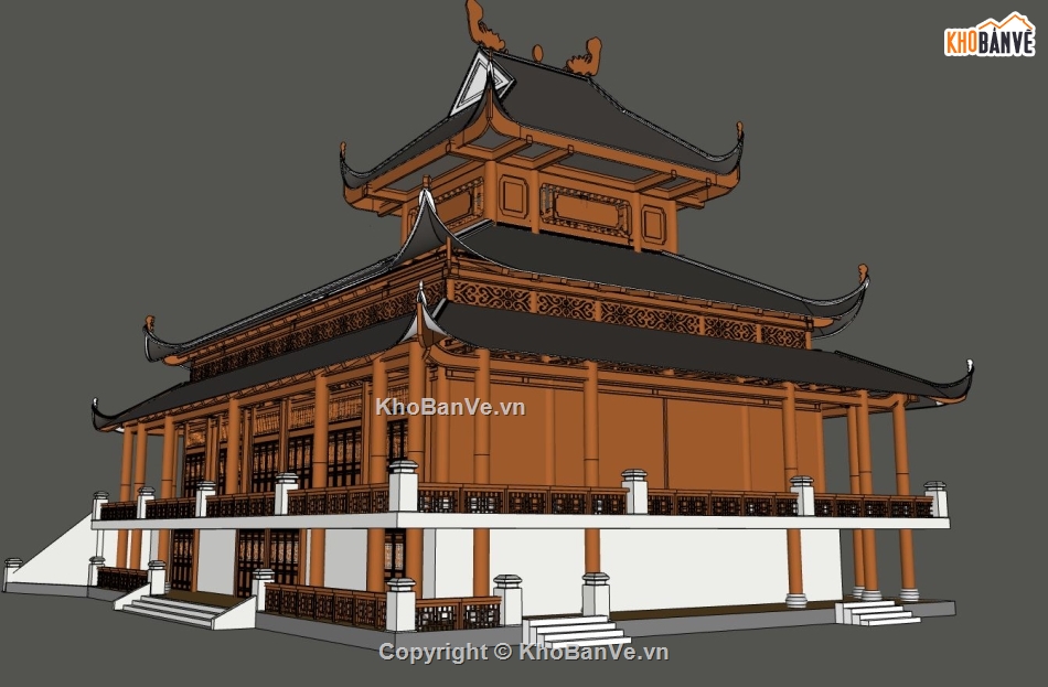 thiết kế chùa,thiết kế chùa đẹp,thiết kế 3d chùa đẹp,kiến trúc đình chùa,3dsu phối cảnh chùa