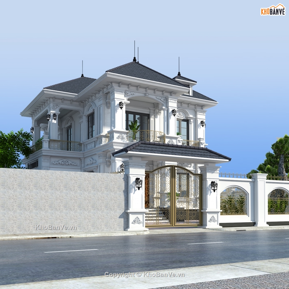 biệt thự 2 tầng,sketchup biệt thự tân cổ điển,model su biệt thự tân cổ điển,Model su biệt thự 2 tầng,Sketchup biệt thự 2 tầng