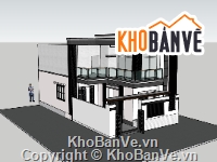 biệt thự 2 tầng,su biệt thự,sketchup biệt thự