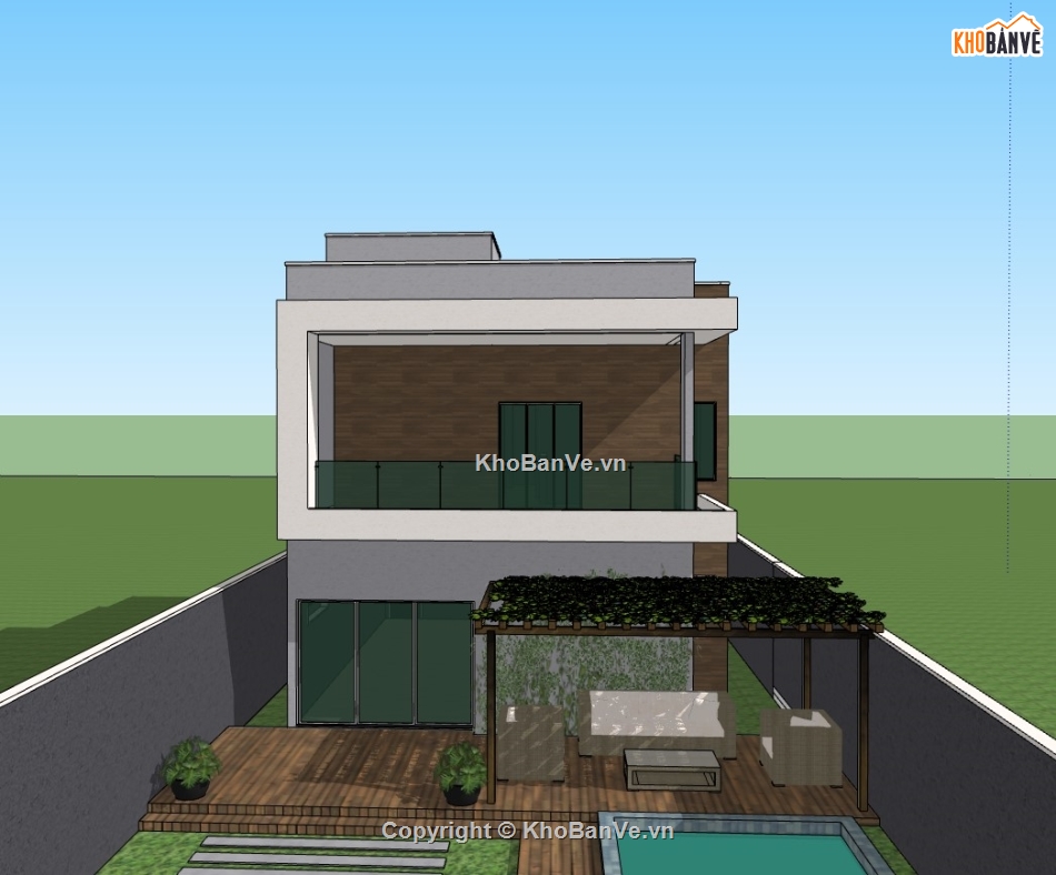 biệt thự 2 tầng,su biệt thự,sketchup biệt thự,su biệt thự 2 tầng